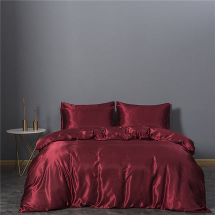 Simulation Silk Three-piece Duvet Cover Bedding - Wnkrs