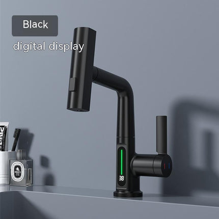 Intelligent Digital Display Faucet Pull-out Basin Faucet Temperature Digital Display Rotation - Wnkrs
