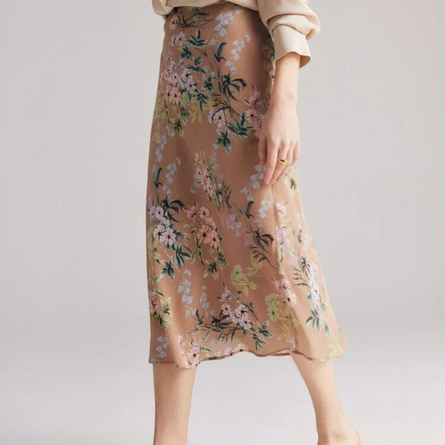 Chiffon Floral A-Line Skirt for Women