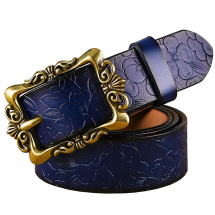 Women's Leather Belt with Metal Buckle - Wnkrs