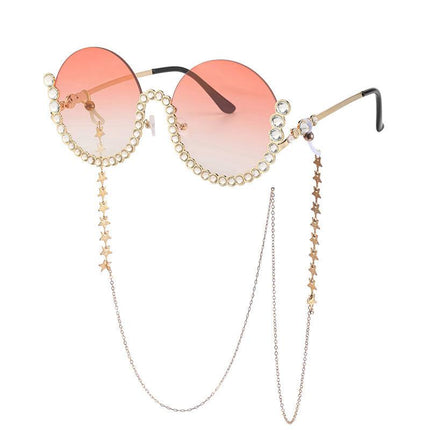 Gafas de sol con diamantes redondos y diamantes de imitación