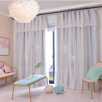 Nordic Simple Hollow Star Princess Wind Bedroom Blackout Curtains - Wnkrs