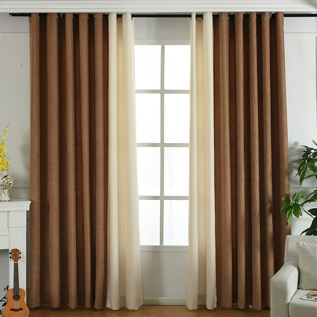 Factory direct stitching simple solid chenille curtain high shading curtain finished living room bedroom curtains - Wnkrs