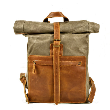 Nouveau sac à dos rétro simple en toile cirée pour hommes, cuir décontracté