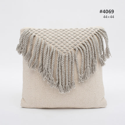Pure Cotton Knitting Tassel Stripe Pillow - Wnkrs