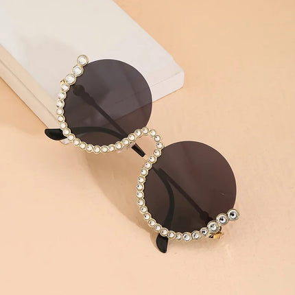 Gafas de sol con diamantes redondos y diamantes de imitación