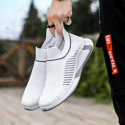 Fashion Mesh Sock Shoes With Striped Design Men Outdoor Breathable Slip-on Sneakers Csuale Lightweight Running Sports Shoes - Wnkrs