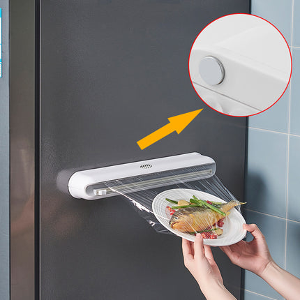 Cling Film Suction Cup Wall-mounted Box Kitchen Adjustable Storage Cutter - Wnkrs