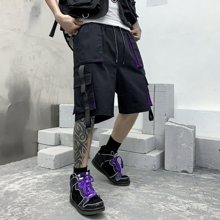 Hip Hop Multi-Pocket Black Shorts for Men - Wnkrs