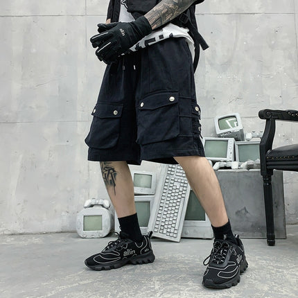 Hip Hop Multi-Pocket Black Shorts for Men - Wnkrs