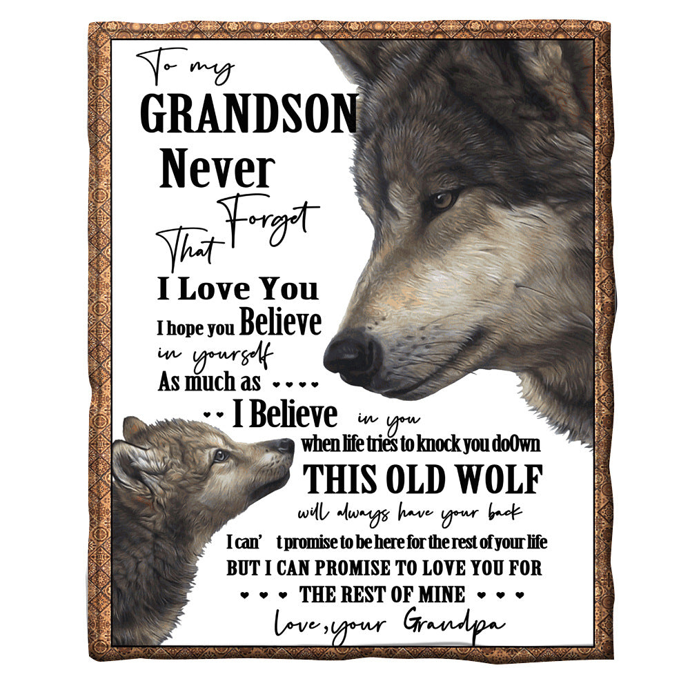 Flannel 3D Wolf Print Blanket