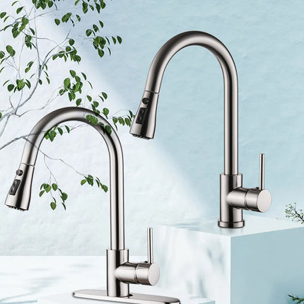 Pull-out Hot And Cold Household Kitchen And Dishwashing Brushed Copper Sink Faucet - Wnkrs