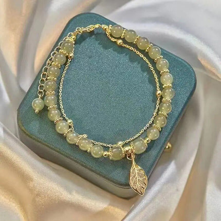 Hetian Jade Gold Leaf Bracelet - Wnkrs