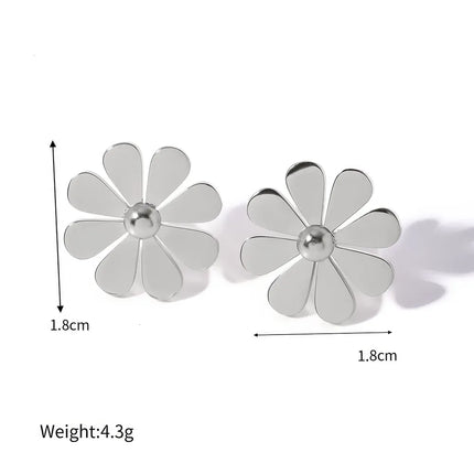 Boucles d'oreilles à tige Daisy en acier inoxydable plaqué PVD 18 carats de luxe