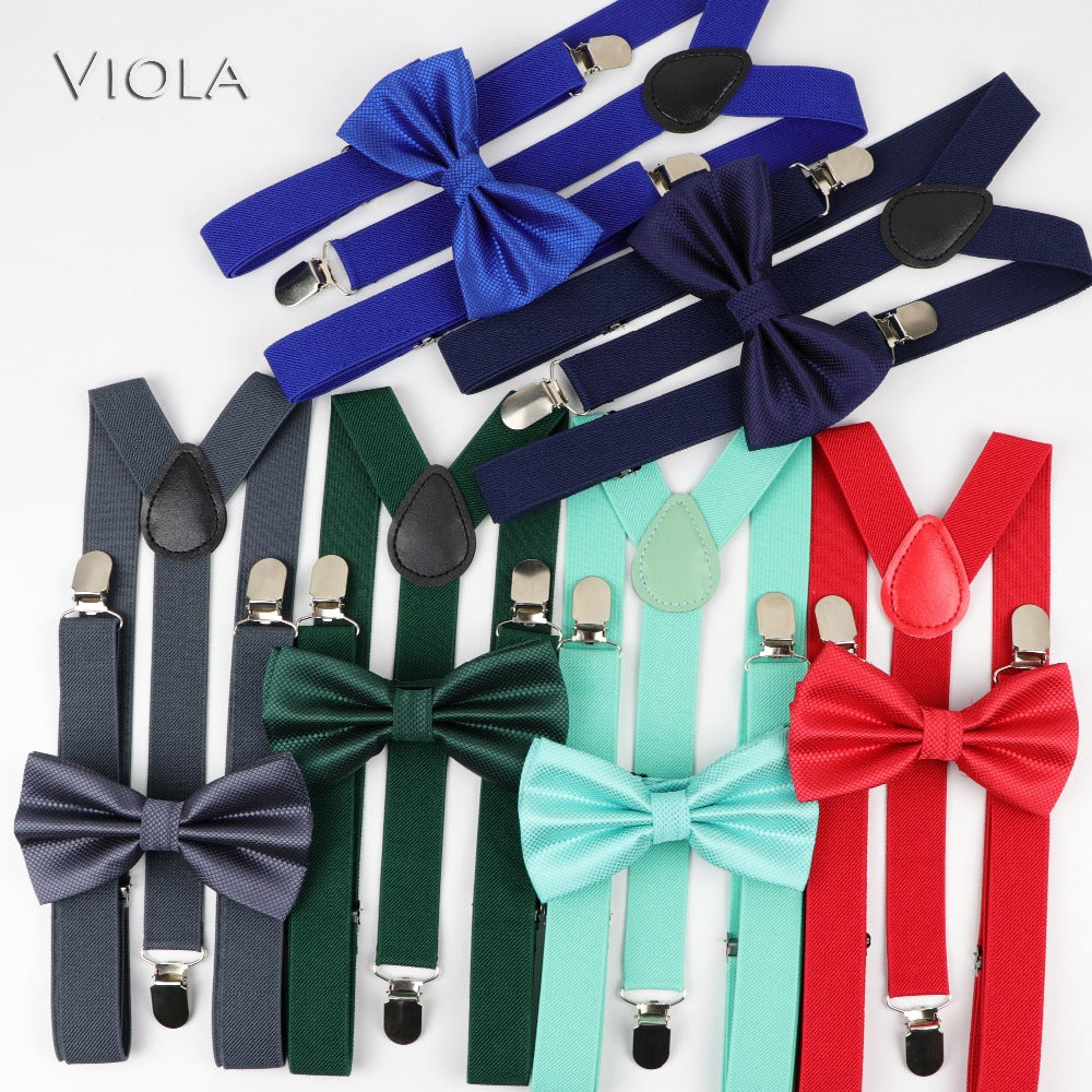 Men's and Kid's Elegant Braces and Bowtie Set