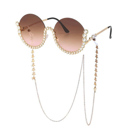Gafas de sol con diamantes redondos y diamantes de imitación