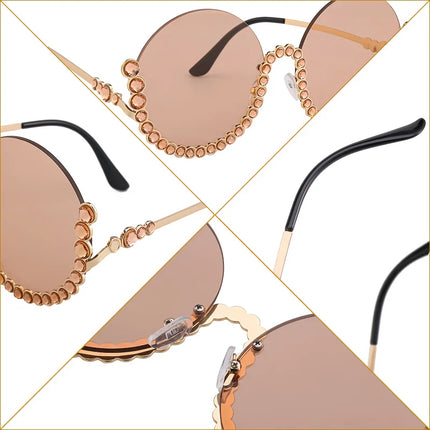 Gafas de sol con diamantes redondos y diamantes de imitación