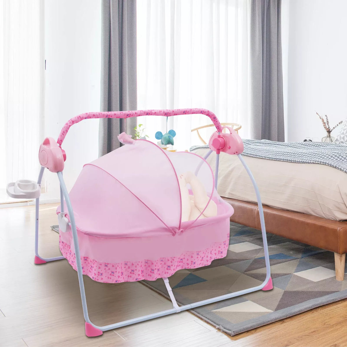 Electric Baby Cradle with Bluetooth, Music & Bouncer