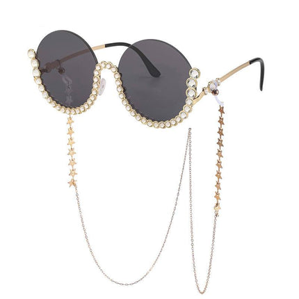 Gafas de sol con diamantes redondos y diamantes de imitación