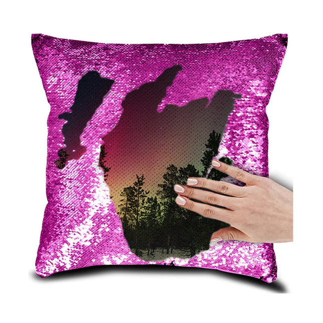 Personalised Photo Your Name Or Text Decorative Sequin Pillow Cushion Cover Reveal Magic Gift Mother Of The Bride Groom 16*16" - Wnkrs