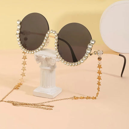 Gafas de sol con diamantes redondos y diamantes de imitación