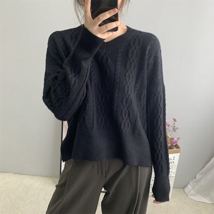 Women's Casual Solid Color V-Neck Long Sleeved Jumper - Wnkrs