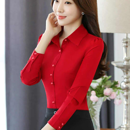 Women's Solid Color Office Shirt - Wnkrs