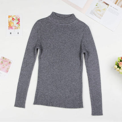Solid Turtleneck Knitted Sweater for Women - Wnkrs
