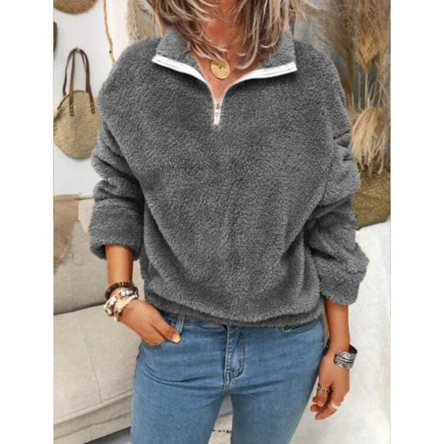 Women's Fleece Turn-Down Collar Sweater - Wnkrs