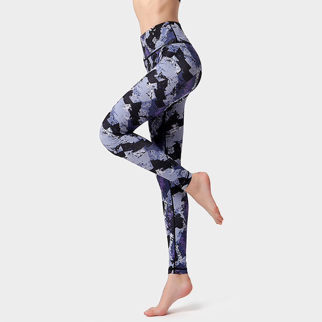 Fashion Flowers Print Leggings High Waist Hip Lifting Yoga Pants For Women Sports Running Fitness Trousers - Wnkrs