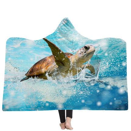 New Ocean Turtle Series Hooded Blanket Cape - Wnkrs