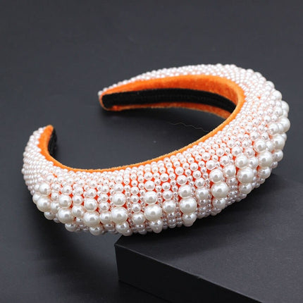 Women's Wide Baroque Pearl Decorated Headband - Wnkrs