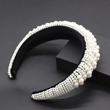 Women's Wide Baroque Pearl Decorated Headband - Wnkrs
