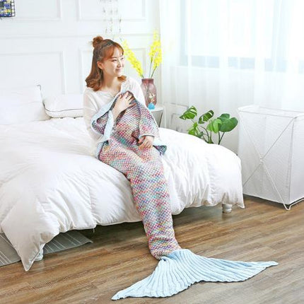 Color Grid Crochet Sofa Cover Blanket Air Conditioner - Wnkrs
