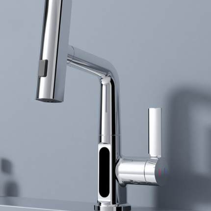 Intelligent Digital Display Faucet Pull-out Basin Faucet Temperature Digital Display Rotation - Wnkrs