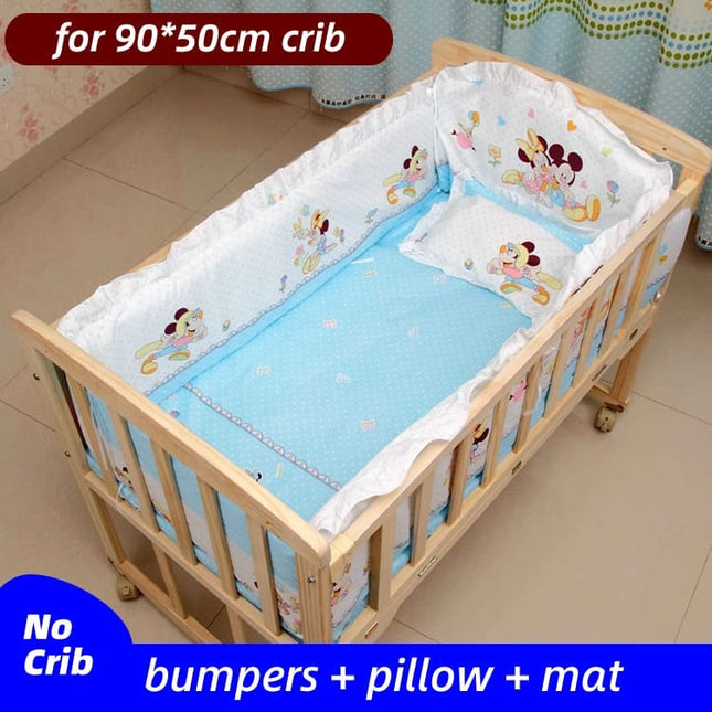 Cute Safe Padded Cotton Baby Bedding Set with Bumper - Wnkrs