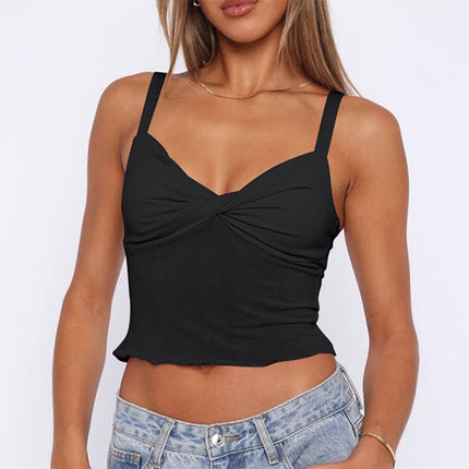 Nouveau Y2K Camisole à col en V Été Polyvalent Sexy Haut Court Fille Style de Rue Vêtements pour Femmes
