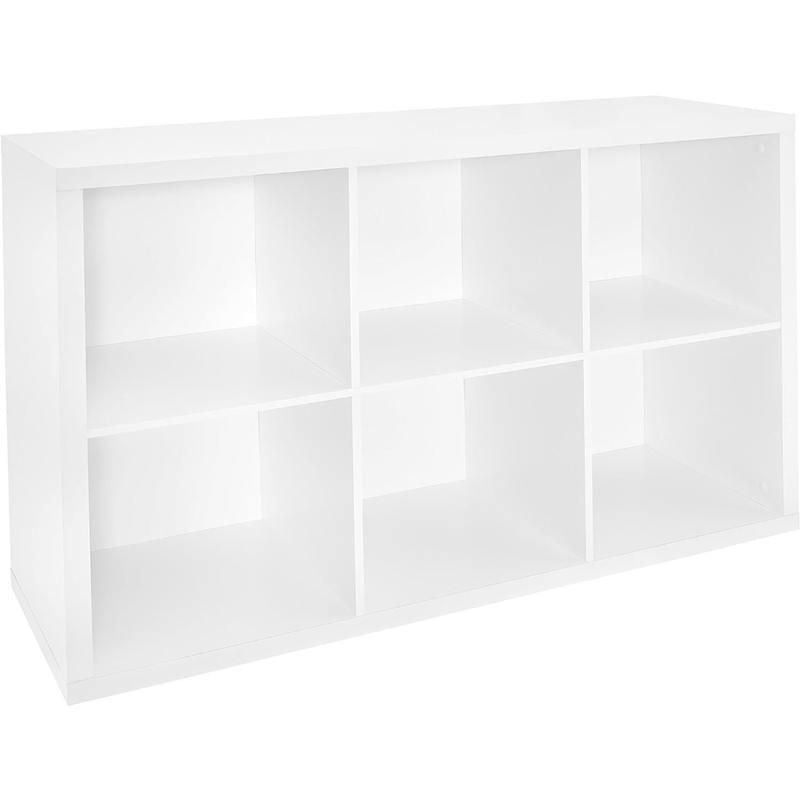 6-Cube White Wood Organizer Shelf