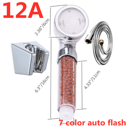 Color Changing LED Shower Head Temperature Sensor Handheld Mineral Anion Spa High Pressure Filter Shower Head - Wnkrs