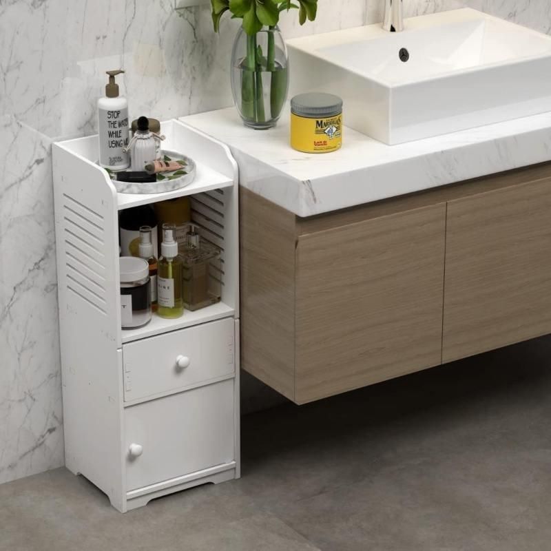 Compact White Bathroom Storage Cabinet