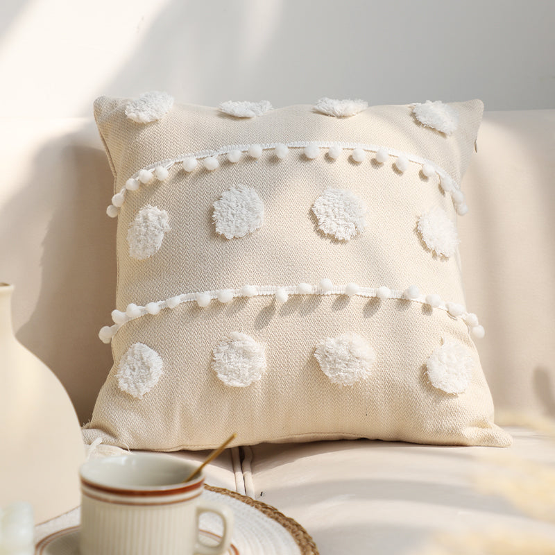 Pillowcase Tufted Pillow Solid Color Cover Waist Cushion
