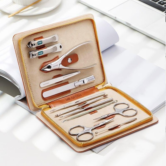 12-in-1 Full Function Stainless Steel Manicure and Pedicure Kit with Leather Case - Wnkrs