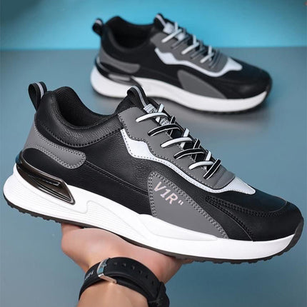 Casual Men's Shoes Soft Sole Color-block Lace-up Sneakers Versatile Trendy Running Sports Shoes - Wnkrs
