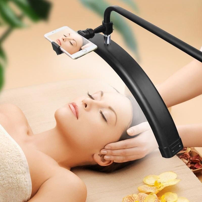 28 Inch LED Half-Moon Lash Light with Adjustable Floor Tripod