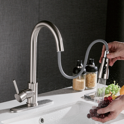 Pull-out Hot And Cold Household Kitchen And Dishwashing Brushed Copper Sink Faucet - Wnkrs