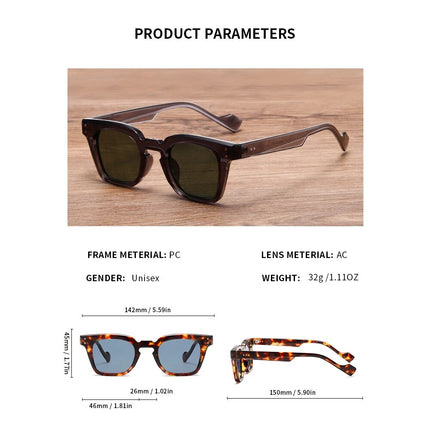 Gafas de sol cuadradas retro: gafas clásicas vintage para exteriores con protección UV400