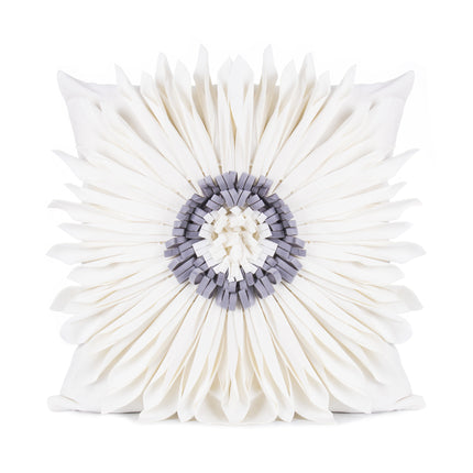 Fashion Modern Style White Throw Pillows Velvet Stitching 3D Chrysanthemum Cushion Waist Pillow Blue Cushion Case - Wnkrs