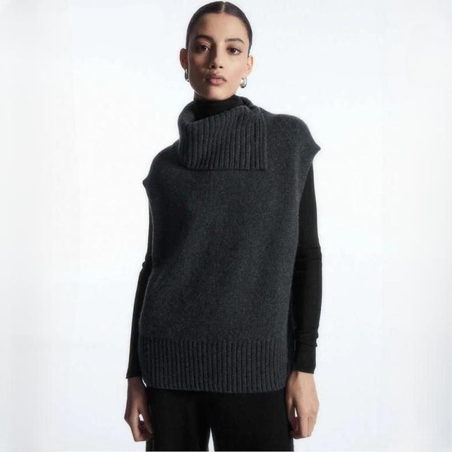 High Neck Slim Knitted Sleeveless Sweater Vest