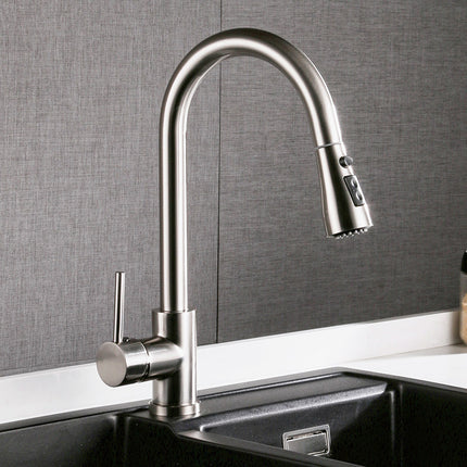 Pull-out Hot And Cold Household Kitchen And Dishwashing Brushed Copper Sink Faucet - Wnkrs