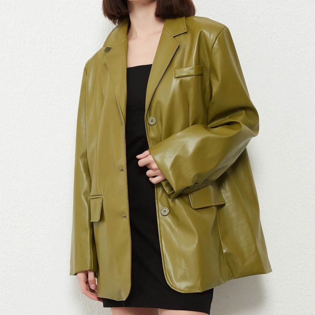 Blazer Coat - Vintage Green Single Breasted